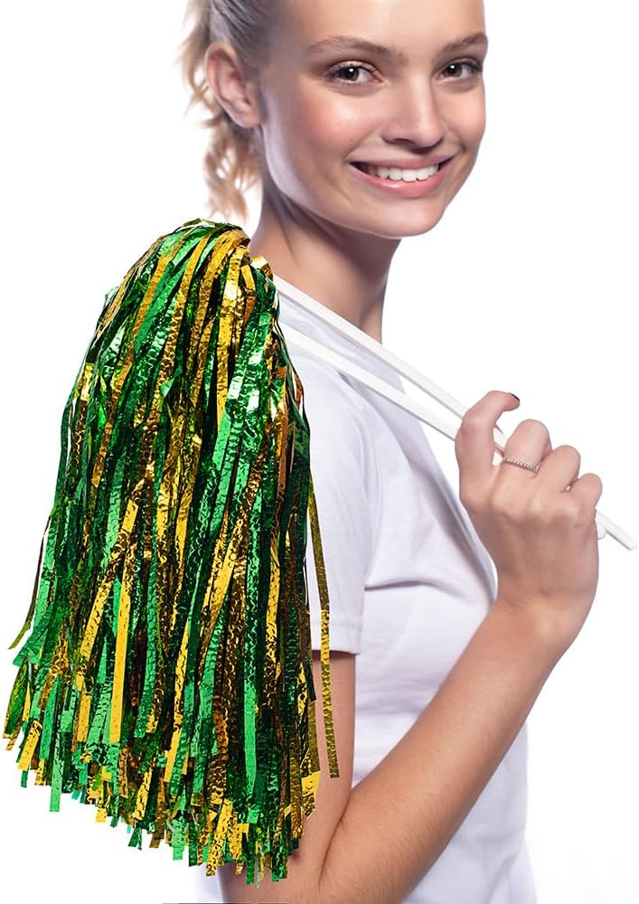 Anderson's Metallic Foil Textured School Spirit Shakers, Cheerleader Pom Poms, Football, Basketball, Homecoming Squad, Team, Party, Dance, Club, Performance, Fan Celebration Pack of 10 - Image 2